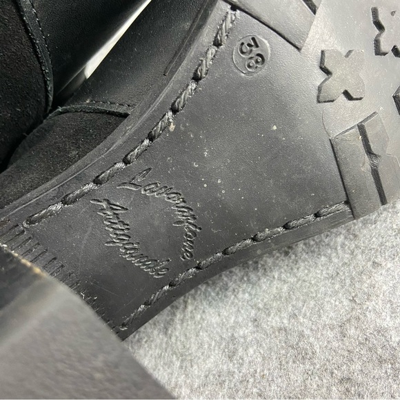 Lavorazione Artigiana Italy Super Soft Black Leather Suede Wrap Ankle BootsSize7 - Picture 11 of 13